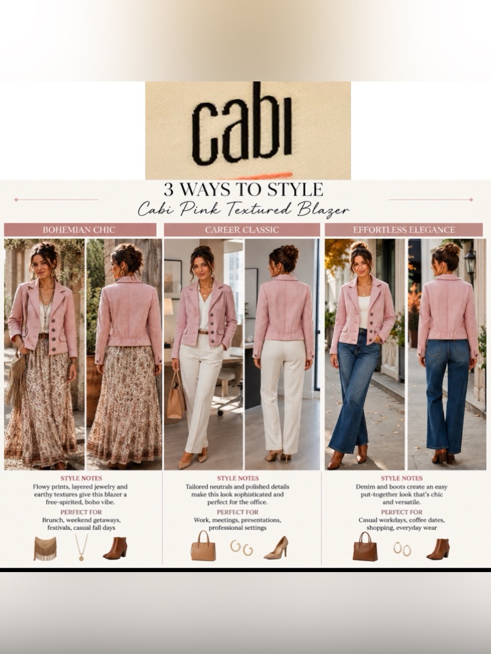 CAbi Style 5301 Amelia pink Knit Blazer Jacket, Size S Boho,Tailored,preppy